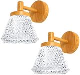 Eco.Luma Clear Acrylic Crystal Wall Lamp AC220-240V Simple Modern Style Crystal Lamp for Bathroom Bedroom Living Room G9 Outlet, Wood Grain Color, 2 Pack