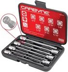 CARBYNE SAE Ball End Extra Long Hex (Allen) Bit Socket Set - 7 Pieces, (1/8 inch to 3/8 inch Sizes), 3/8" Drive, S2 Steel Bits, CrV Sockets • From a Family-Run Tool Company Based in the U.S.A.