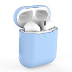 KOKOKA Case Cover Compatible with AirPods 2&1, Silicone Shockproof Case Cover for Airpods 2&1 Front LED Visible Support Wireless Charging, Sky Blue