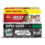 Dabur Red Paste 300g & Dabur Herb'l Activated Charcoal and Mint (Black Gel) 240g (120g*2) | Whitening Toothpaste, Fluoride | Supersaver Combo Pack