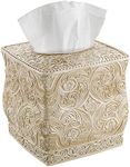 Creative Scents Square Tissue Box Cover – Decorative Bathroom Tissue Holder is Finished in Beautiful Victoria Collection for Cute Elegant Bathroom Decor (Beige)