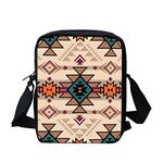 Wanyint Ethnic Geometry Native American Tote Bag with Zipper Brown Aztec Ethnic Crossbody Bag with Long Strap Messenger Bag with Long Shoulder Strap