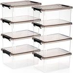 Nicunom 8 Pack 3.2 QT/ 3 L Plastic Storage Bins with Lids, Small Clear Storage Box Containers Stackable Latching Box with Lid Storage Containers for Organizing