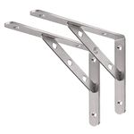 YUMORE Shelf Bracket 8", Heavy Duty Stainless Steel Solid Shelf Support, Right Angle DIY L Bracket, Max Load: 220 lb, Pack of 2