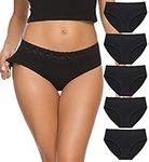 GNEPH Womens Underwear Cotton Panties for Women Underpants Briefs Hipster Lace Bikini Pack(218-Black, M)