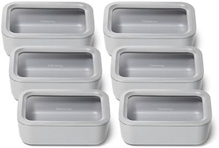 Caraway Glass Food Storage – Meal Prep Bundle – 6 Medium (6.6 Cup) Food Containers - Ceramic Coated - Non Toxic, Non Stick Containers with Glass Lids - Microwave Safe - Gray