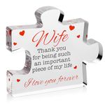 VELENTI Valentines Gifts for Wife - Engraved Acrylic Block Puzzle Wife Gift 3.35 x 2.76 inch - Cute Wife Gifts from Husband - Novelty Birthday, Christmas, Valentine's Gifts - Cool for Wife