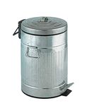 WENKO Step Trash Can with Lid and Pedal, Retro Metal Garbage Bin, for Bathroom, Kitchen, Office, Soft Close, 3 Gallon, 10 x 16.5 x 10 in, Gray