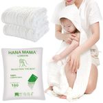 HANA MAMA LONDON Pack of 2 Premium 100% Organic Cotton Thick Baby Hooded Muslin Bath Towel for Newborn Toddler Kids, Ultra Soft Baby Bath Towels - GOTS Certified (90cm x 90cm, White) - Gift Set