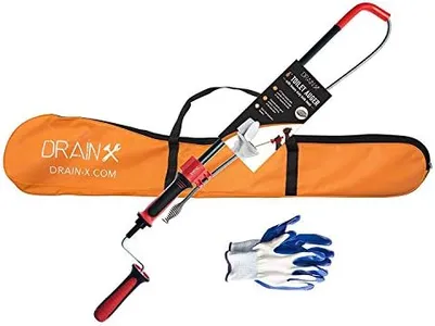 DrainX 6 Foot Toilet Auger | Use Manually or with Drill, Closet Auger Drain Plumbing Snake, Telescopic for Greater Reach, Plastic Guard for Porcelain Protection