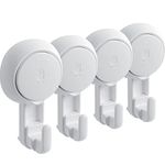 Marchpower Suction Cups Shower Hooks Reusable SuperLock Utility Hooks(4 Pack) Heavy Duty Vacuum Suction Home Kitchen Bathroom Wall Hooks Hanger for Towel Loofah Cloth Key & Ceiling Hanger