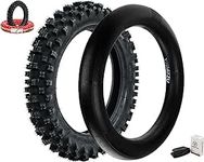 Yimatzu Bulwark 3.00-14 (90/100-14) Rear Tire & Inner Tube TR4, Straight Valve Stem, Tire 6PR (6 Ply) for 50-125cc Dirt Bikes Motocross Fits XR80R Pit Pro Trail BigFoot 125cc,140cc Dirt Bikes