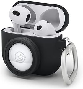 elago Snapshot Compatible with AirPods 3 Case, Compatible with AirTags - Cute Camera Design with Keychain, Durable Silicone, Supports Wireless Charging - Tracking Device Not Included (Black)