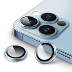 JETech Camera Lens Protector for iPhone 13 Pro 6.1-Inch and iPhone 13 Pro Max 6.7-Inch, 9H Tempered Glass Metal Individual Ring Cover, HD Clear, 1 Set (Sierra Blue)