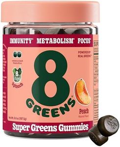 8Greens Peach Tea Gummies - Daily Superfood- Super Greens Vitamins, Vegan, Gluten Free, Non-GMO for Energy & Immune Support (1 Jar / 50 Gummies)