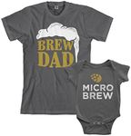 Threadrock Brew Dad & Micro Brew Infant Bodysuit & Men's T-Shirt Matching Set - gray - Baby 12 Months/Men's M