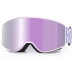 EXP VISION Kids Ski/Snowboard Goggles, Child Snow Goggles Over Glasses for Boys Girls Toddler Age 4-14 (Kids Ski Goggles-Pail lilac)