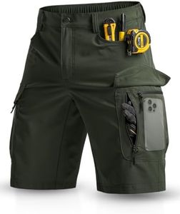 Moosehill Men's Hiking Cargo Shorts with 7 Pockets Quick Dry for Casual Work Tactical Fishing Camping Summer Stretch Waterproof(Green Shorts,42)