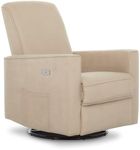 Evolur Harlow Deluxe Upholstered Plush Seating Glider Swivel, Power Recliner with USB Port, Greenguard Gold Certified, Glider Chair for Nursery in Tan