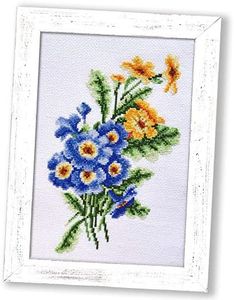 Povitrulya Primrose Counted Cross Stitch Kit - Floral DIY Embroidery Set for Adult
