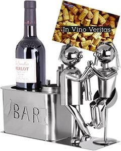 BRUBAKER - Porte-Bouteille de vin - Couple d'amoureux dans Bar - Métal - Carte de vœux Incluse - Idée Cadeau Originale - Objet décoratif