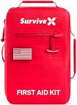 SurviveX Large Waterproof First Aid Kit for Car, Travel & Home - Emergency Kit for Hiking, Camping, Backpacking and Outdoors - Includes Zip Stitch Wound Closure Strips