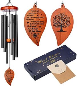 KOSSLY Sympathy Wind Chimes,32" Memorial Wind Chimes for Loss of Loved One, Sympathy Memorial Bereavement Gift,in Memory of Loved One Loss of Mother Father，Home Decor Garden Patio Outdoor-Black