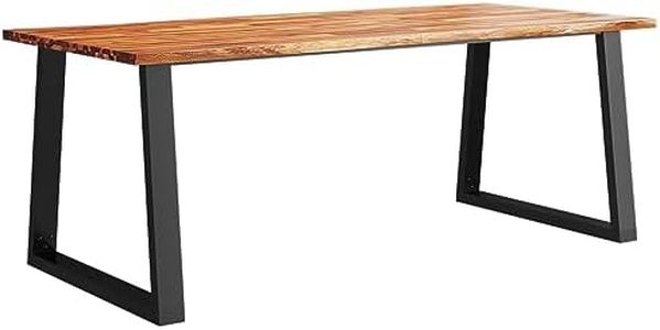 vidaXL Dining Table, Dining Room Table with U-Shaped Steel Legs, Table with Live Edge for Kitchen Restaurant, Desk, Solid Wood Acacia