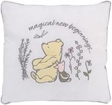 Disney Classic Pooh Naturally Friends Ivory and Taupe Magical New Beginnings Appliqued Decorative Pillow