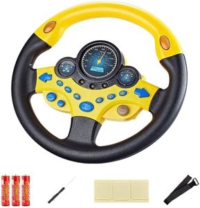 VVistch Kids Steering Wheel Toy with Light and Music, Car backseat Simulated Driving Steering Wheel Gifts Toys (yellow)