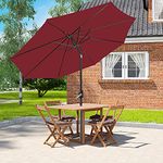 Green Bay 3M Round Garden Parasol Umbrella Patio Outdoor Sun Shade Aluminium Crank Tilt Wine