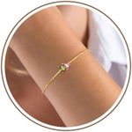 October Birthday Gifts for Women Birthstone Bracelets for Women Dainty Gold Bracelet with 2 Birthstone Adjustable Non Tarnish Gold Bracelet Peridot Tourmaline Bracelet Stocking Stuffers for Sister Jewelry Trendy