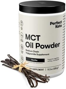 Perfect Keto MCT Oil C8 Powder, Coconut Medium Chain Triglycerides for Pure Clean Energy, Ketogenic Non Dairy Coffee Creamer, Bulk Supplement, Helps Boost Ketones, Vanilla