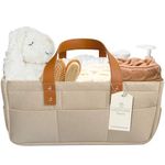 KiddyCare Diaper Caddy Organizer Cart for Nursery Baby Basket Gift for Boy/Girl | Diaper Caddy for Changing Table Basket Organizer with Dividers | Caddy for Baby Stuff Breast Pump Caddy | Tan Large