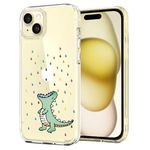 Unov Case Compatible with iPhone 15 Case Clear with Design Embossed Pattern Soft TPU Bumper Slim Protective 6.1 Inch (Rainbow Dinosaur)