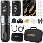 Tattoo Kit - Ambition Mars-U Wireless Tattoo Machine Kit with Adjustable Stroke 1800mAh Power Tattoo Gun Kit with 40pcs Tattoo Cartridges Needles Gloves Bandage Practice Skin for Tattoo Artists