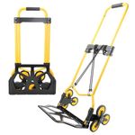 Alloy Steel Folding Trolley on Wheels, 50kg Heavy Duty Sack Truck, 110cm Extended Handle Sack Barrow, Multi-Purpose Dolly Trolley with Elasticated Rope, Stair Climbing Trolley-Office/Home/Garden