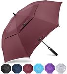 ZOMAKE Large Golf Umbrella Windproof Strong 62 Inch - Big Golfing Umbrellas Double Canopy Vented For Men - Extra Large Oversize Umberella's With Strap(Maroon)