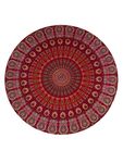 raajsee Red Round Beach Tapestry Hippie/Boho Beach Blanket Mandala/Indian Cotton Throw - Round Tablecloth/Home Decor/Indie Rug Yoga Mat Meditation Picnic Rugs 178 CM / 70 INCHE Circle