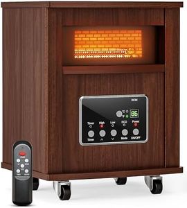 Oylus Infrared Space Heater for Indoor Use - 1500W Portable Box Heater with Wood Cabinet, Remote Control & 12H Timer, Quiet Electric Heater with Safety Protection for Bedroom Living Room Office