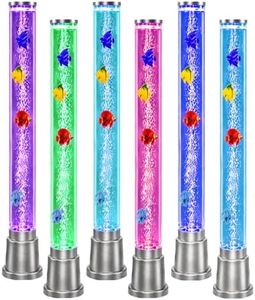 Fish Tank Lava Lamp Bubble Lights Night Light - 6 LED Color Automatic Changing Sensory Tubes Ocean Table Lamp for And Mood Lamps Home Decor Desk Bedroom Gifts Fake Fish Tank - 1.9FT