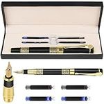 Cobee Luxury Fountain Pen Set, Metal Fountain Pen Medium Point with 2 Black Ink and Blue Ink Sac Business Writing Pen Calligraphy Pen for Journaling Signature School Office Gift Supplies