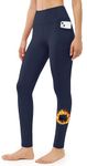 JOYSPELS Womens Fleece Lined Thermal Leggings High Waist Winter Warm Thick Leggings Gym Workout Running Yoga Pants for Women with Pockets NavyBlue M