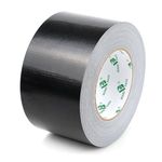 BOMEI PACK Black Wide Duct Tape Reinforced 75mm x 50m Waterproof Heavy Duty Gaffer Tape for Fixing Repairing,craft DIY,carpet seam,Sealing