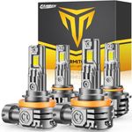 Termitor Upgraded H11 9005 LED Bulbs, 260000LM 2000% Ultra-Bright, 1:1 Mini Size, 6500K Cool White, 80000+ Hours Lifespan High & Low Beam, Easy Install No Adapter Required, IP68 Waterproof, Pack of 4