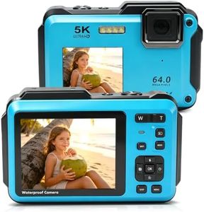 5K Underwater Camera 16FT Waterproof Camera with 32GB Card 64MP Autofocus Dual-Screen Selfie Underwater Camera for Snorkeling Waterproof Compact Floatable Digital Camera