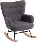 HollyHOME Rocking Chair Living Room Nursing Rocking Chair Comfy Armchair Bedroom Balcony Relax Lounge Chairs Teddy Fabric, Dark Grey