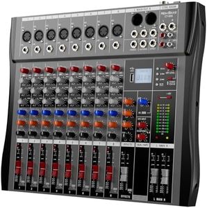 NEW BAXS Professional DJ Audio Mixer - 8 Channel DJ Bluetooth Controller Sound Mixer w/DSP 16 Preset Effects, USB Interface, 8 XLR Mic/Line Input, AUX, FX Processor MP3 Player, Headphone Jack