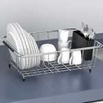 KESOL Medium-Sized Expandable Over-The-Sink Dish Drying Rack with Utensil Holder | 304 Stainless Steel Rustproof Drainer for Kitchen Counter