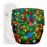 Mylo Leak Proof Baby Cloth Diaper Combo (1 Diaper & 1 Inserts) for 3 Months to 3 Years Babies | Oeko Tex Certified Washable & Reusable Baby Cloth Diaper | Free Size - Jungle Pack of 1